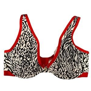 Cacique High Apex Plunge Underwire Bra 38DDD Animal Print
